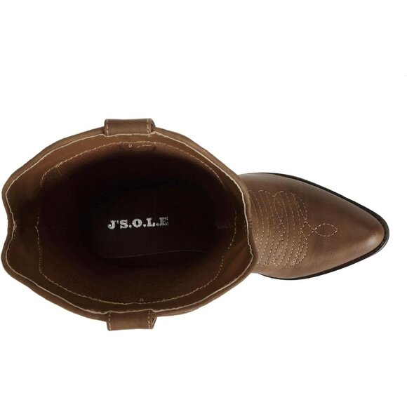 J's.o.l.e Women Brown Cowgirl Boots Cowboy Pointed Toe Wide Mid Calf - Picture 9 of 9